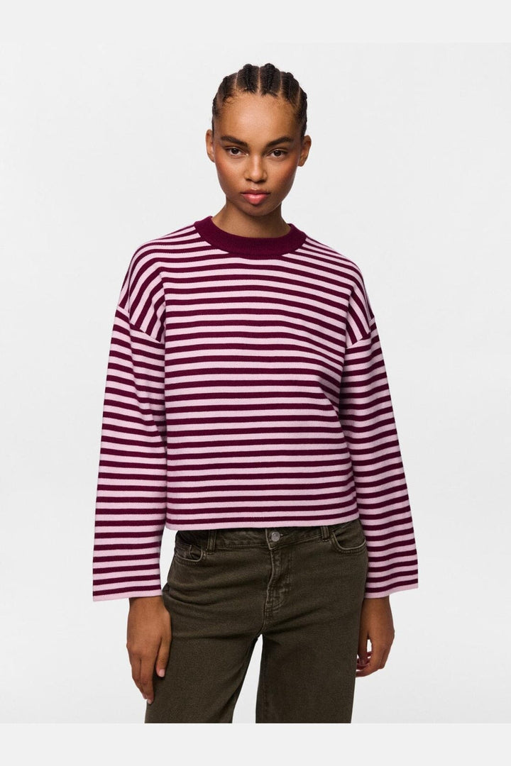Pieces - Pcjassy Ls O-Neck Knit - 5190542 Raspberry Radiance Roseate Spoonbill