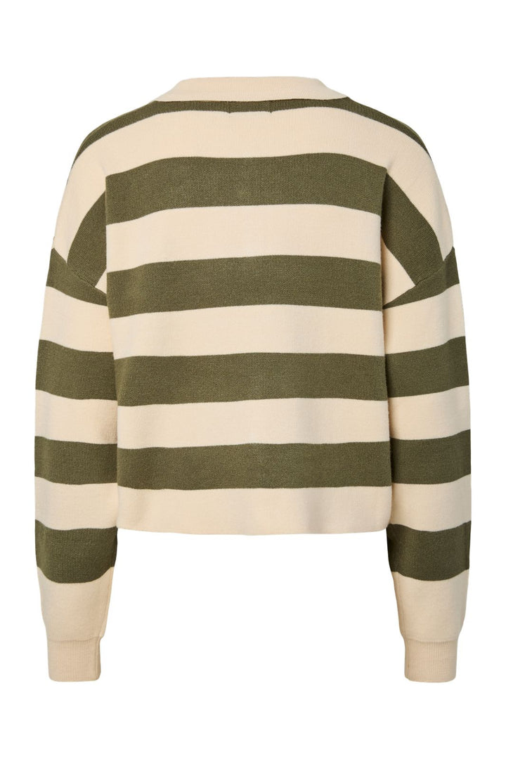 Pieces - Pcjassy Ls Polo Knit Cardigan - 5040030 Sphagnum Birch