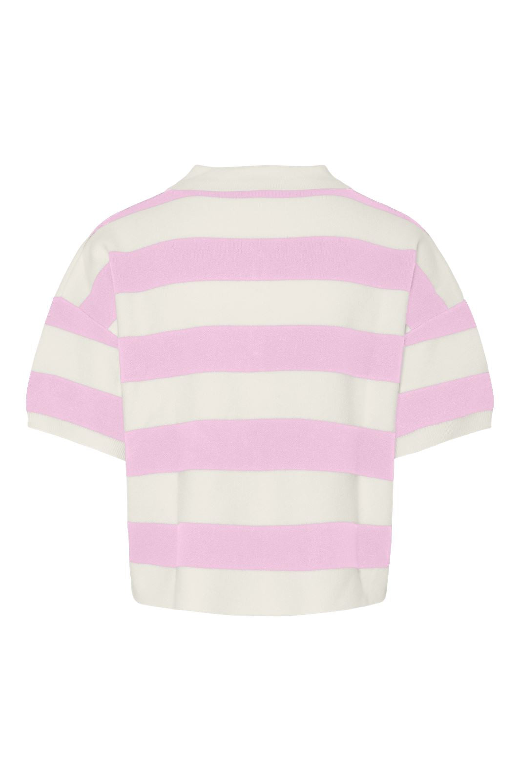 Pieces - Pcjassy Ss Short Polo Knit Fsy - 4884101 Pink Tulle Coconut Milk