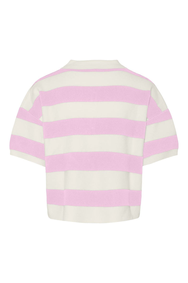 Pieces - Pcjassy Ss Short Polo Knit Fsy - 4884101 Pink Tulle Coconut Milk