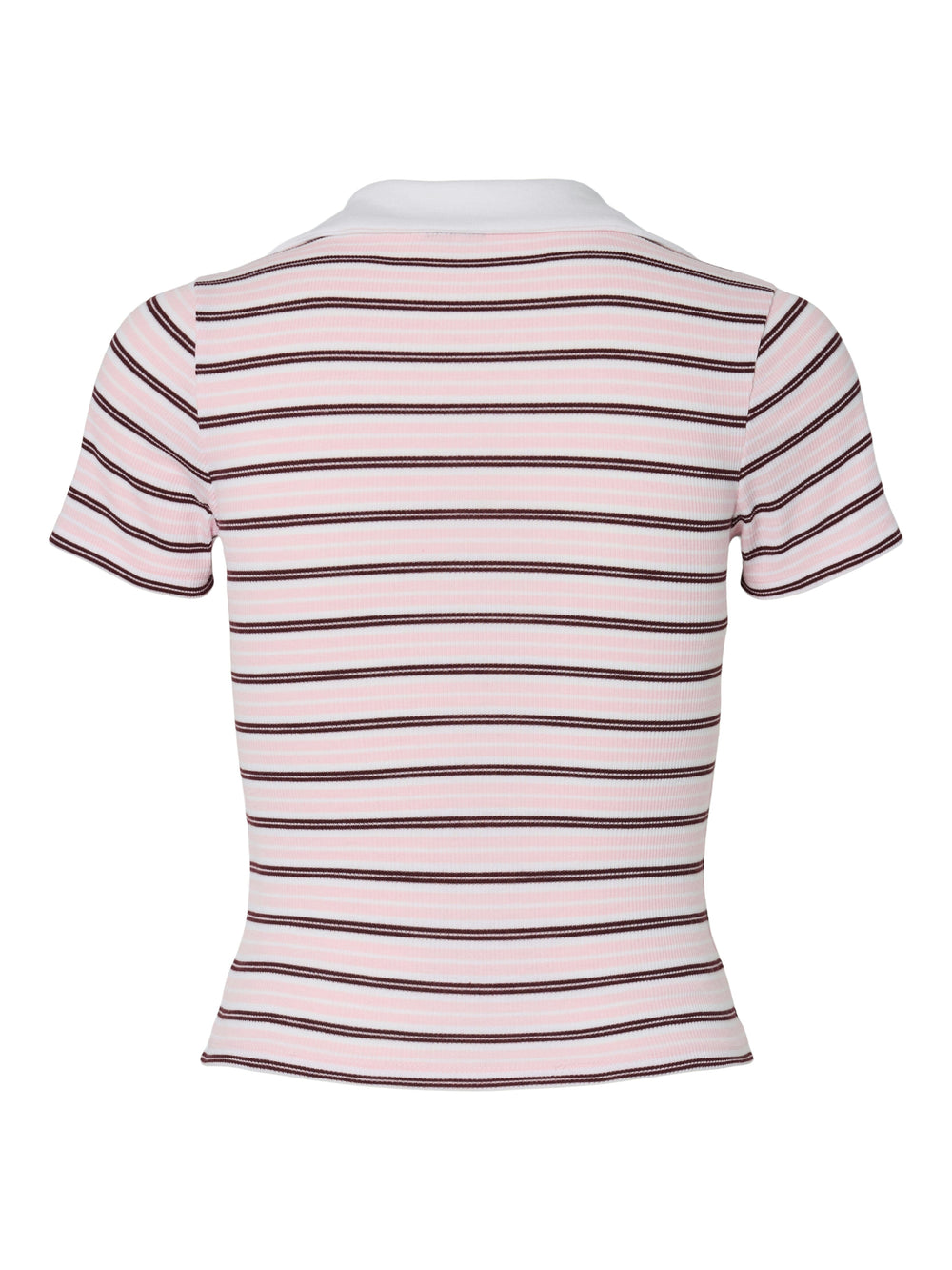 Pieces - Pcjayjay Ss V-Neck Polo Top Fsy - 4961816 Pink Tulle Tawny Port/White Skjorter 