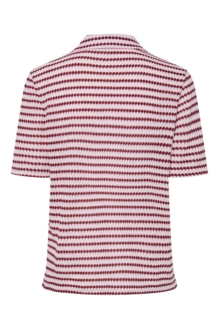 Pieces - Pcjeya Ss V-Neck Loose Polo - 4953115 Pink Tulle Port Royale