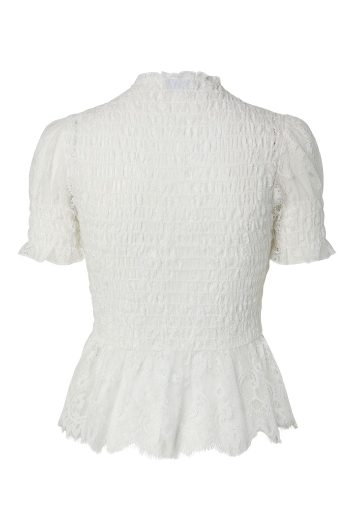 Pieces - Pcjilly Ss Lace Top - 5200991 Bright White