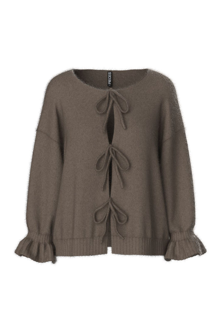 Pieces - Pcjimma Ls O-Neck Tie Knit Cardigan - 4870473 Morel