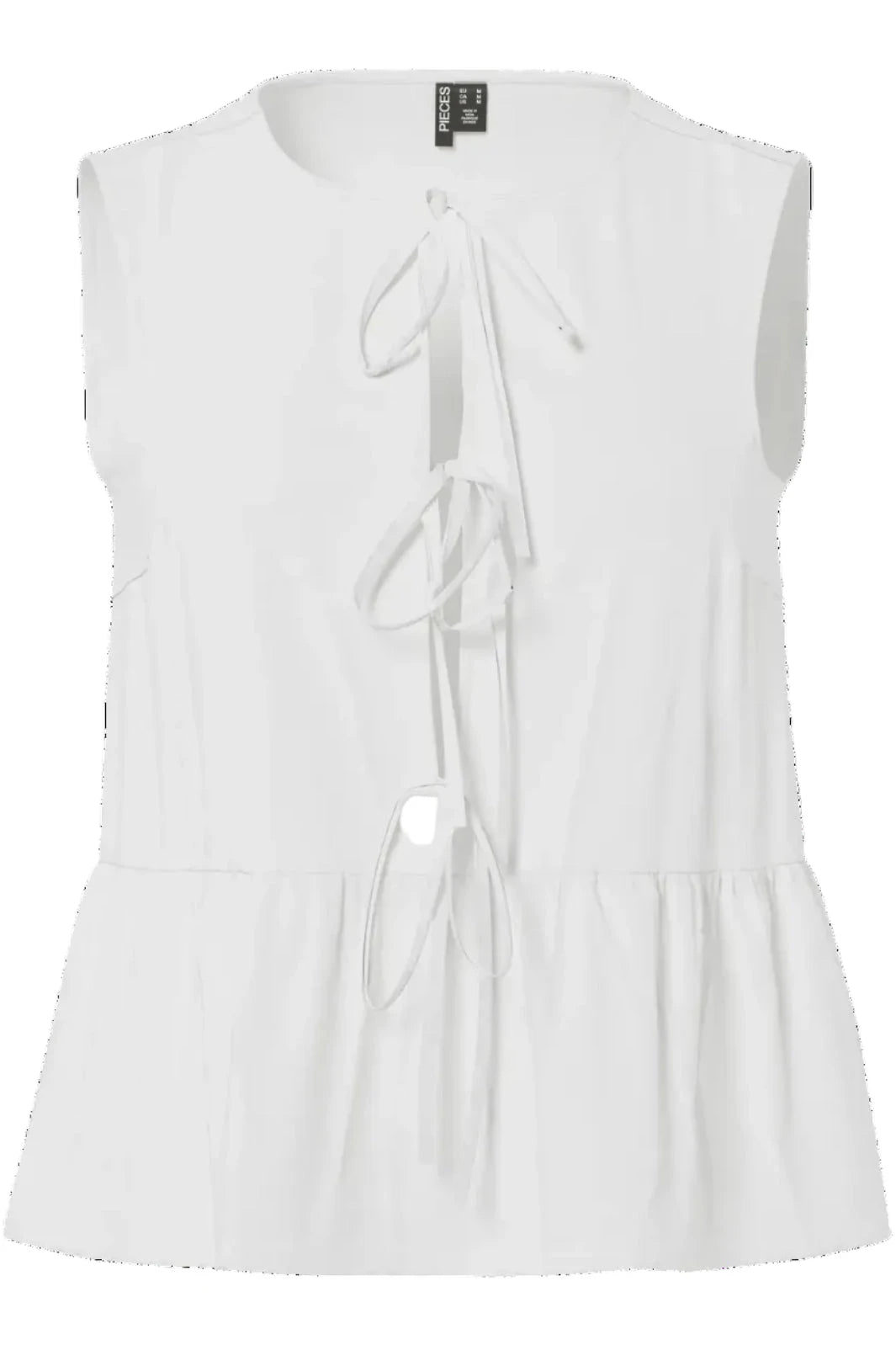 Pieces - Pcjolly Sl Tie Top - 4904304 Bright White Toppe 