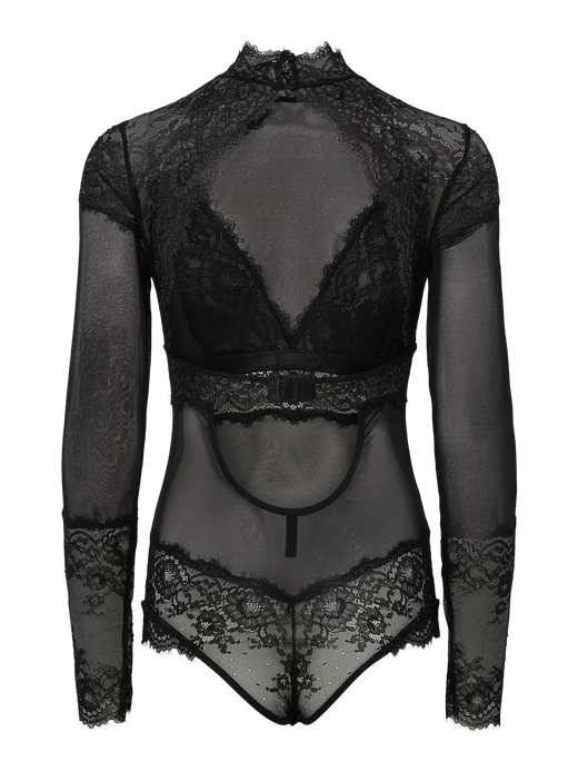 Pieces - Pcjora Xmas High Neck Ls Bodystocking - 4837712 Black Bodysuits 