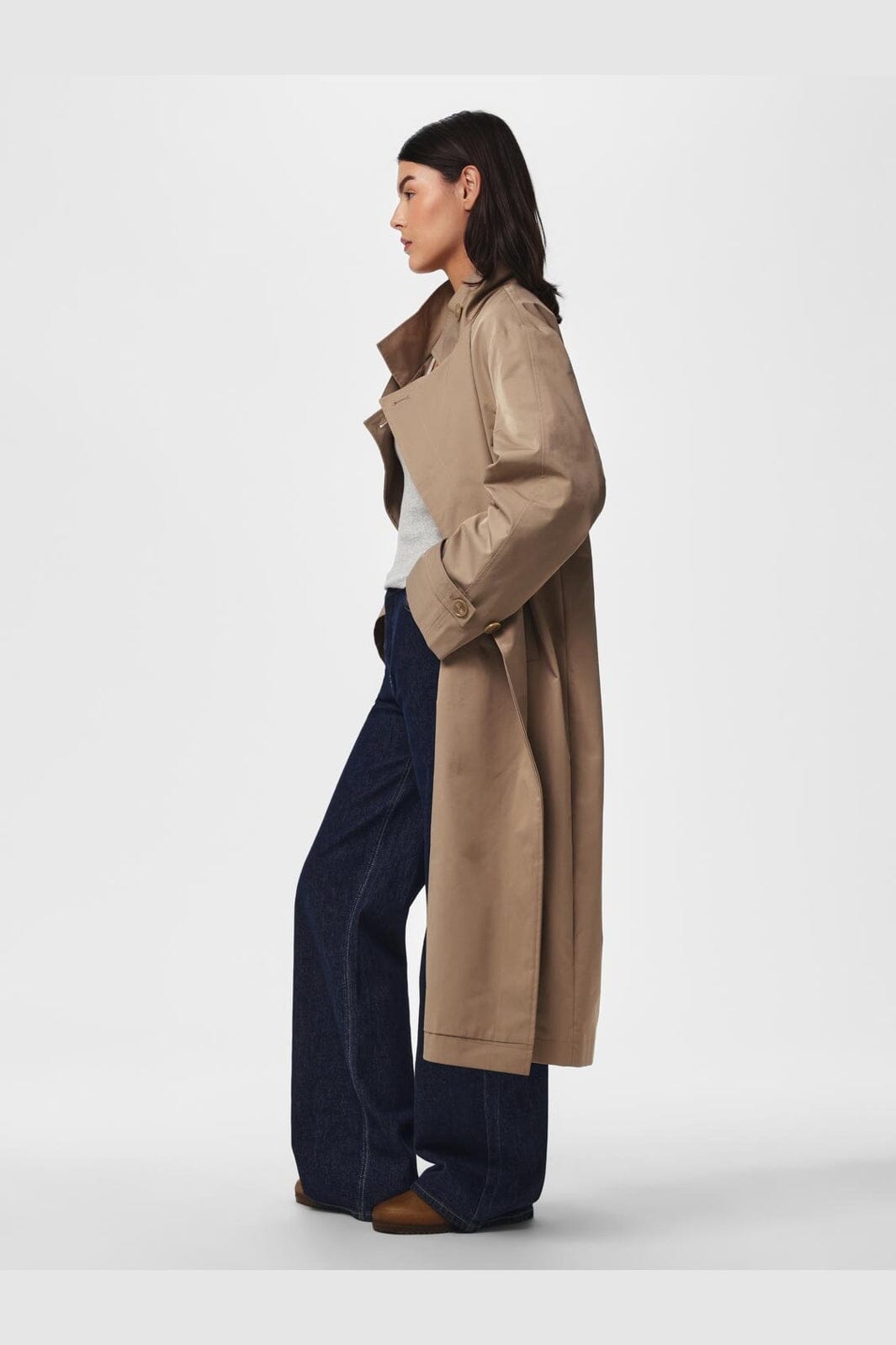 Pieces - Pcjorma High Neck Long Jacket - 5190901 Greige