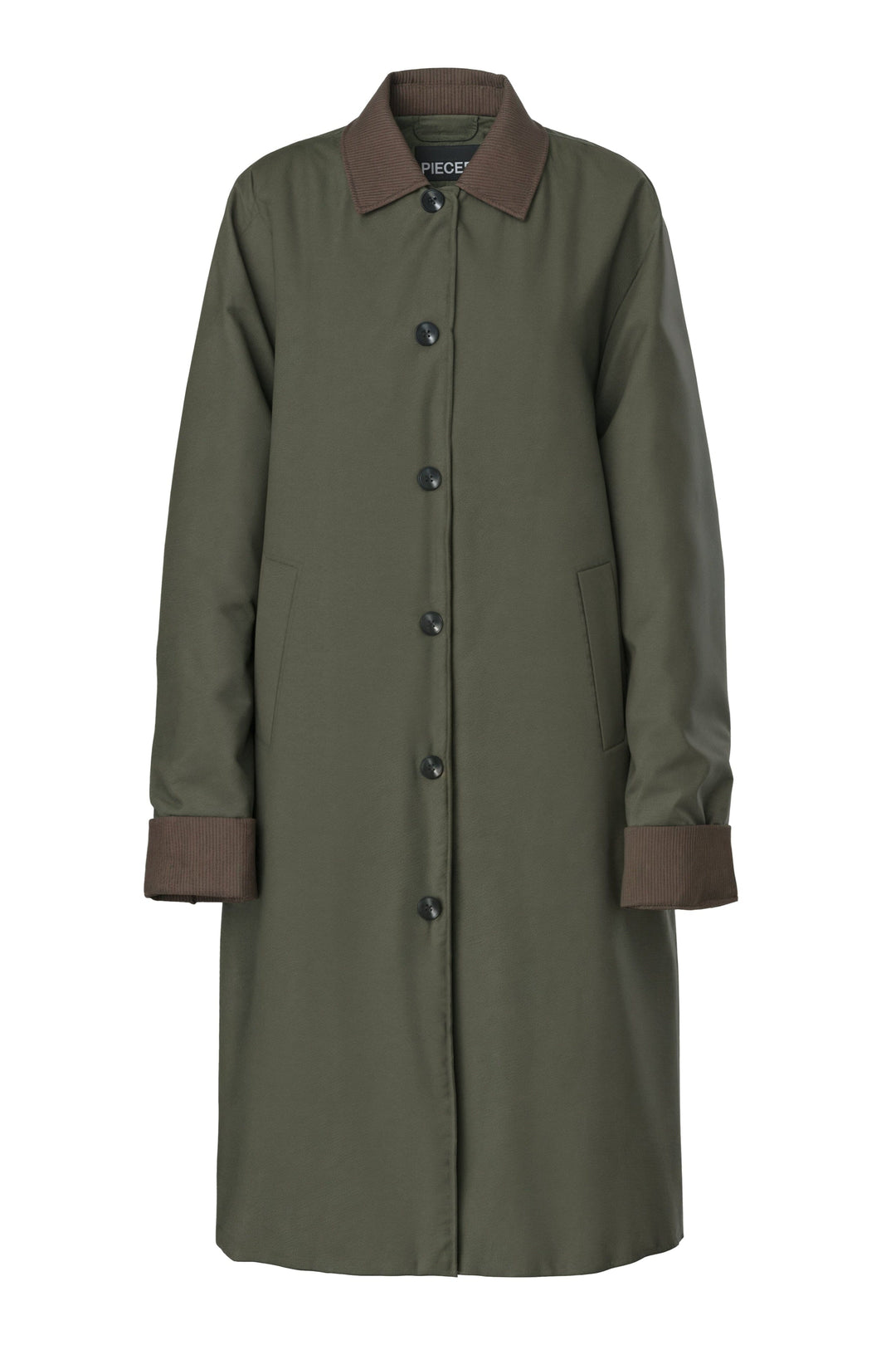 Pieces - Pcjorma Long Corduroy Jacket - 4881893 Forest Night Hot Fudge Frakker 