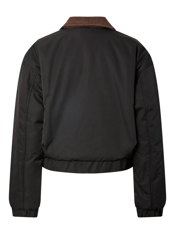 Pieces - Pcjorma Short Padded Bomber Jacket - 4945099 Black Seal Brown Frakker 