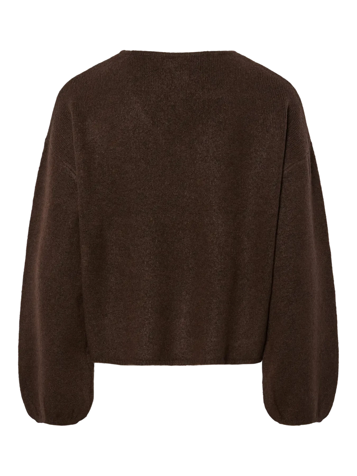 Pieces - Pcjunna Ls V-Neck Knit Cardigan - 4819445 Hot Fudge Melange Cardigans 