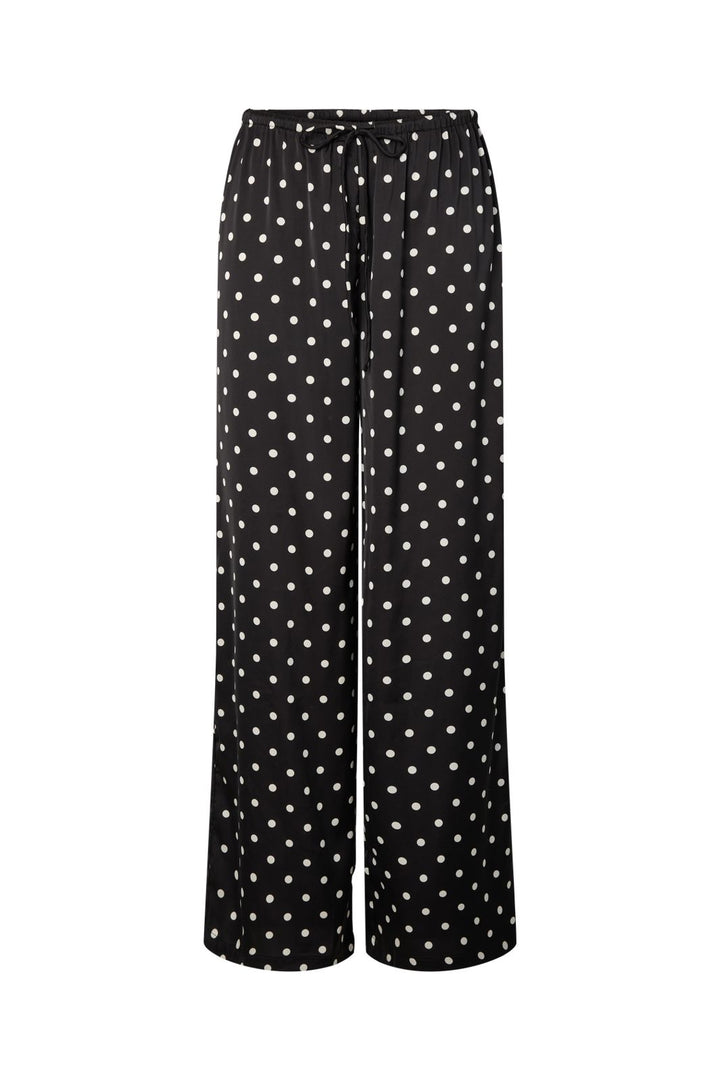 Pieces - Pcjytta Straight Satin Pants - 5052181 Black White Dots