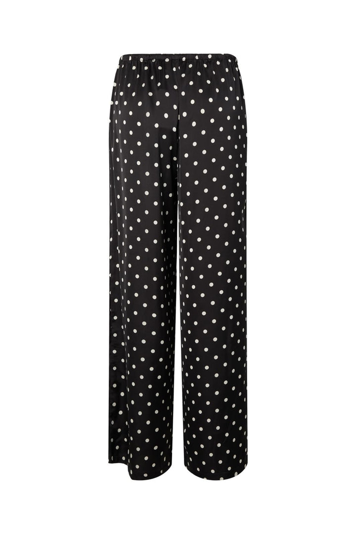 Pieces - Pcjytta Straight Satin Pants - 5052181 Black White Dots