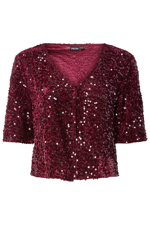 Pieces - Pckam 2/4 Cardigan - 4883153 Tawny Port Tawney Port Sequins Cardigans 
