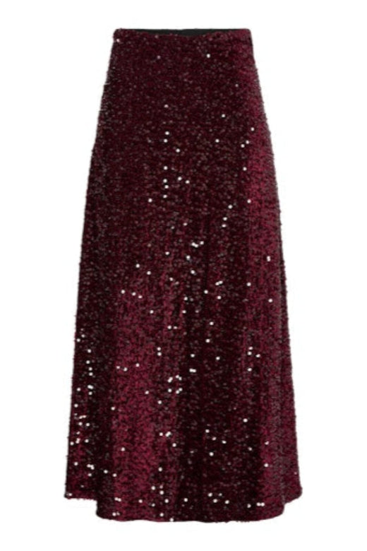 Pieces - Pckam Ankle Skirt - 4859160 Tawny Port Tawney Port Sequins Nederdele 
