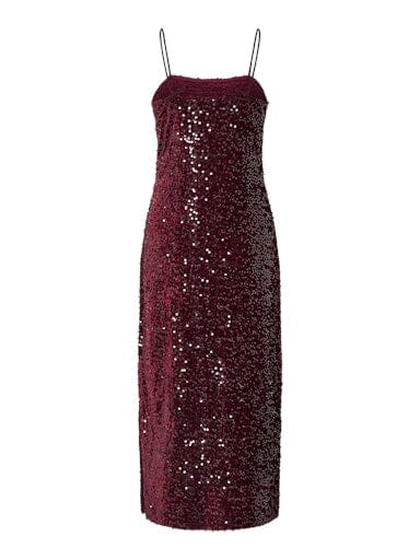 Pieces - Pckam Sl Ankle Slip Dress - 4883179 Tawny Port Tawney Port Sequins Kjoler 