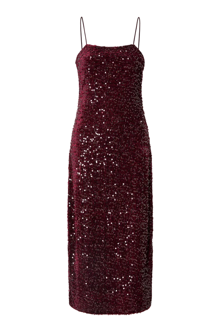 Pieces - Pckam Sl Ankle Slip Dress - 4883179 Tawny Port Tawney Port Sequins Kjoler 