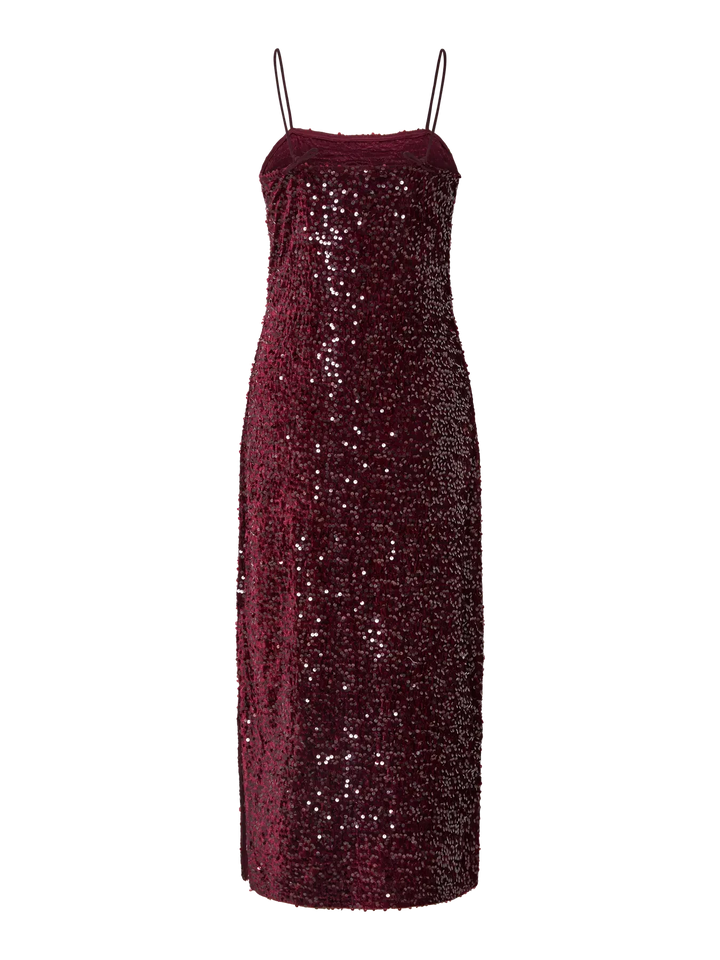 Pieces - Pckam Sl Ankle Slip Dress - 4883179 Tawny Port Tawney Port Sequins Kjoler 