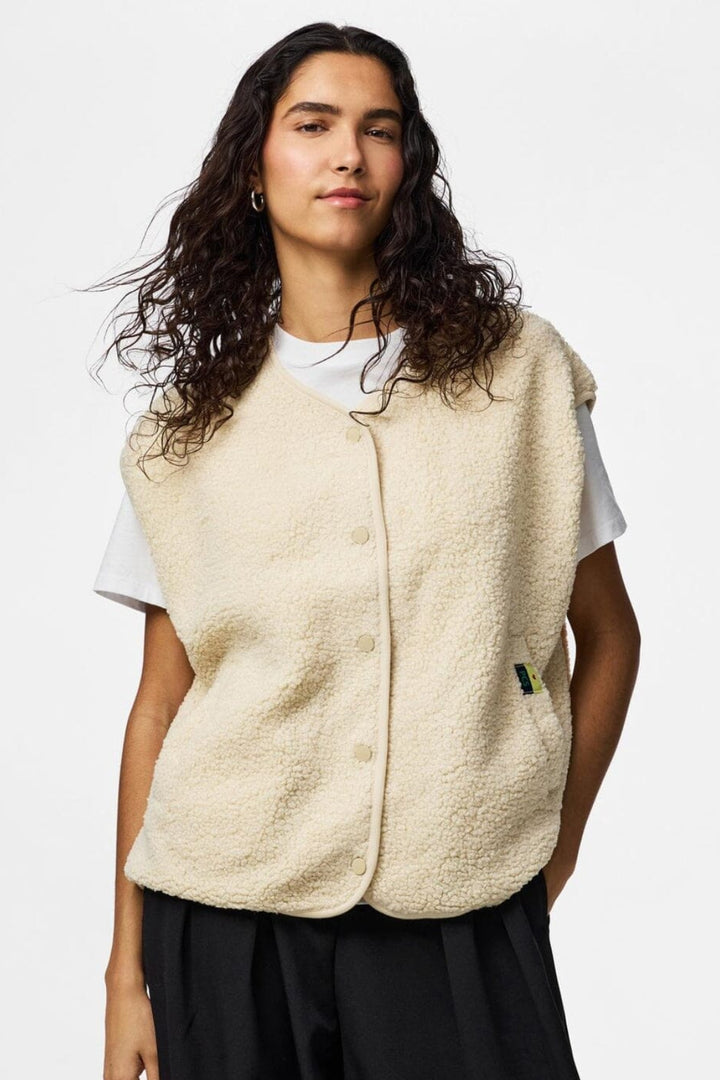 Pieces - Pckatty Teddy Vest - 4897815 Birch
