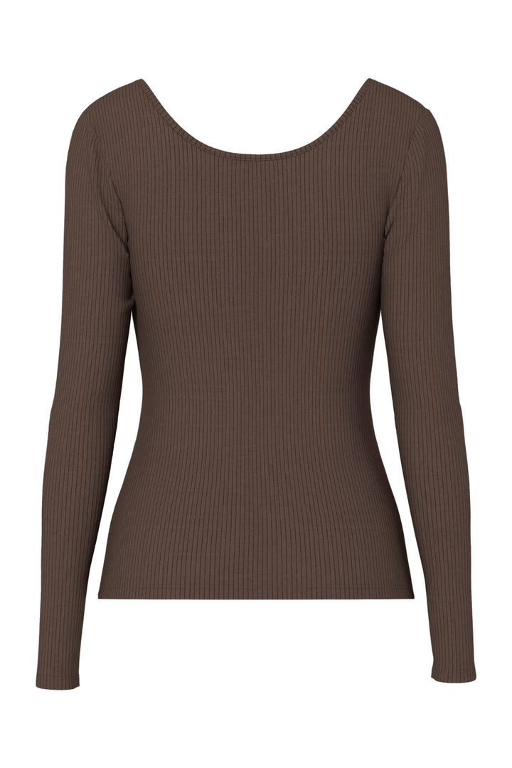 Pieces - Pckitte Ls Top - 4801778 Hot Fudge