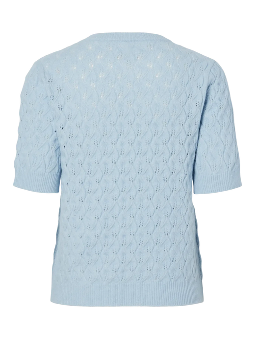 Pieces - Pclelou Ss O-Neck Knit - 4941340 Cashmere Blue Melange Strikbluser 