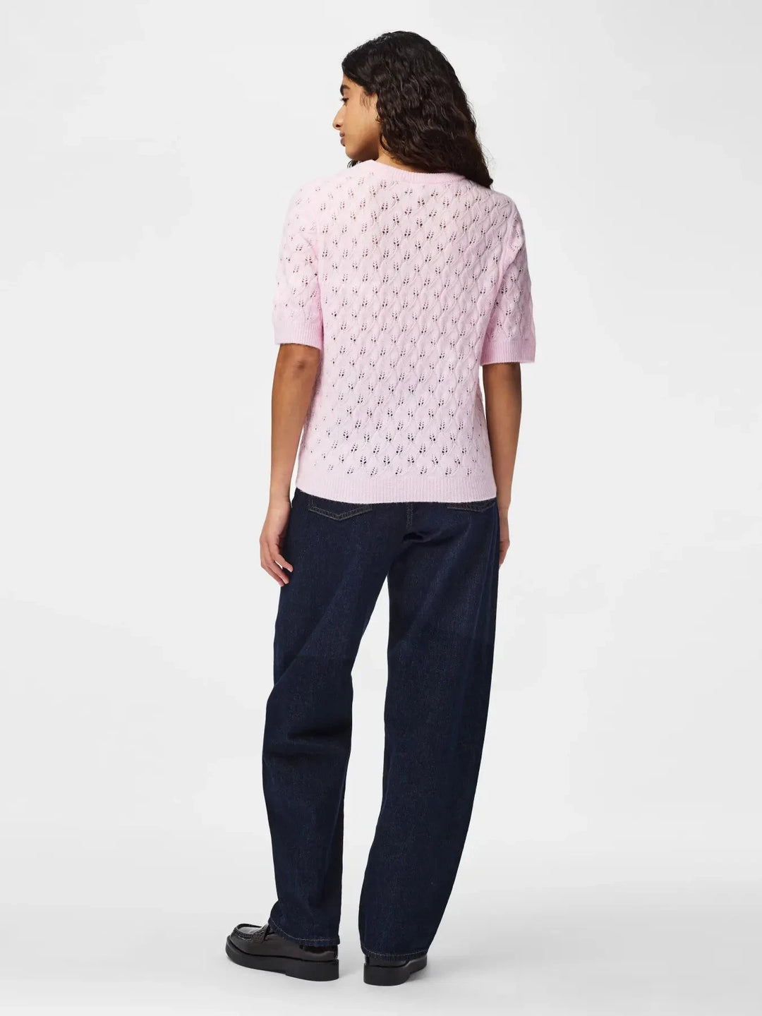 Pieces - Pclelou Ss O-Neck Knit - 4941341 Roseate Spoonbill Melange Strikbluser 