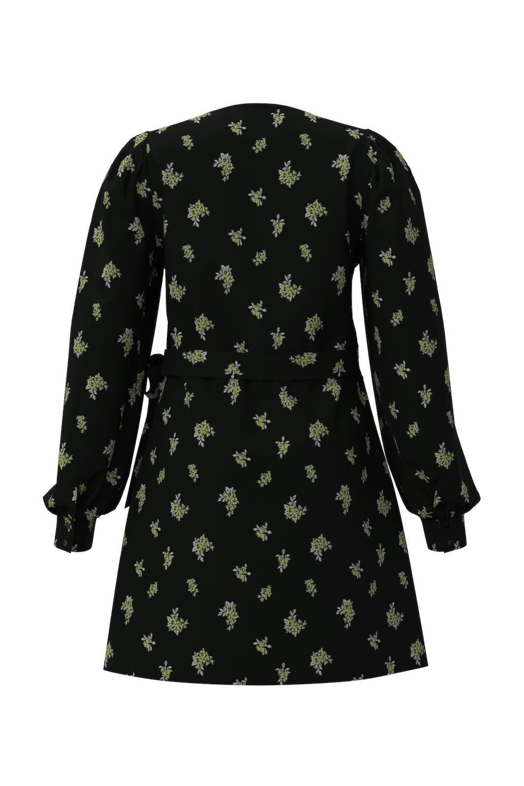 Pieces - Pcliva Ls Wrap Dress - 4581111 Black Green Flowers