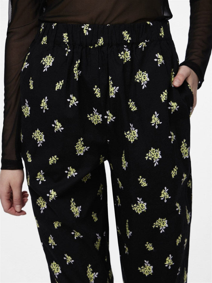 Pieces - Pcliva Pants - 4581112 Black Green Flowers Bukser 