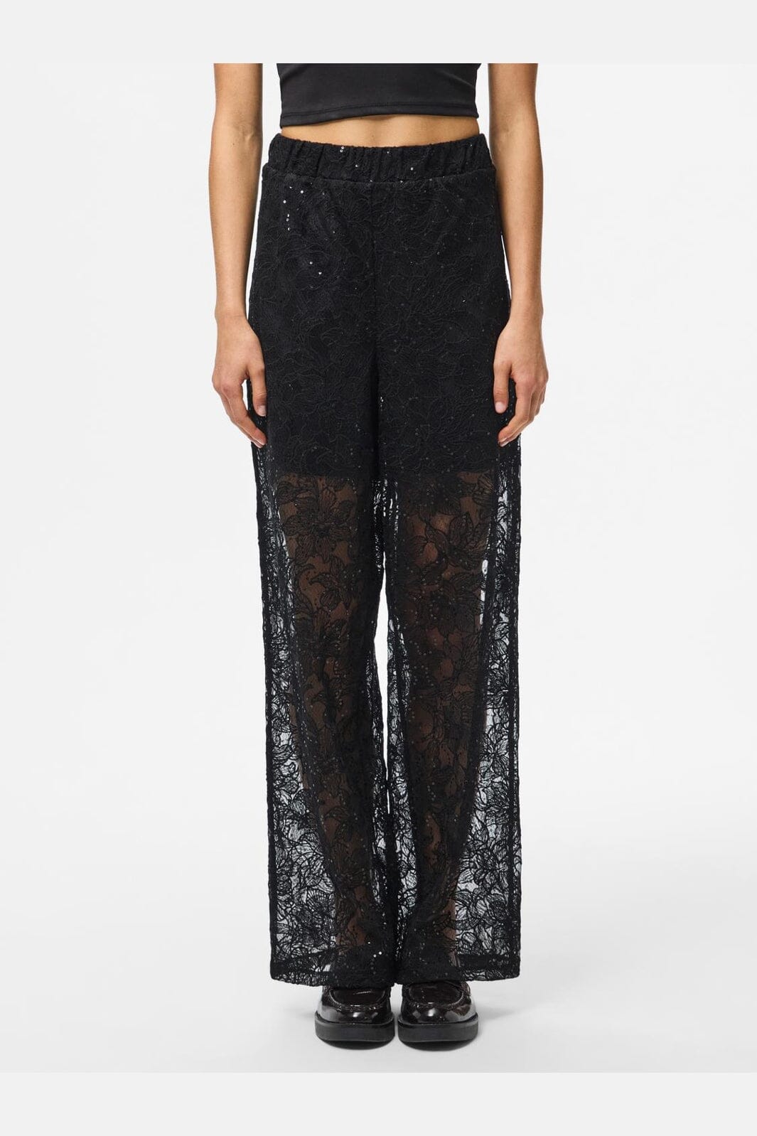 Pieces - Pclouise Straight Pants - 5039172 Black Black Sequins