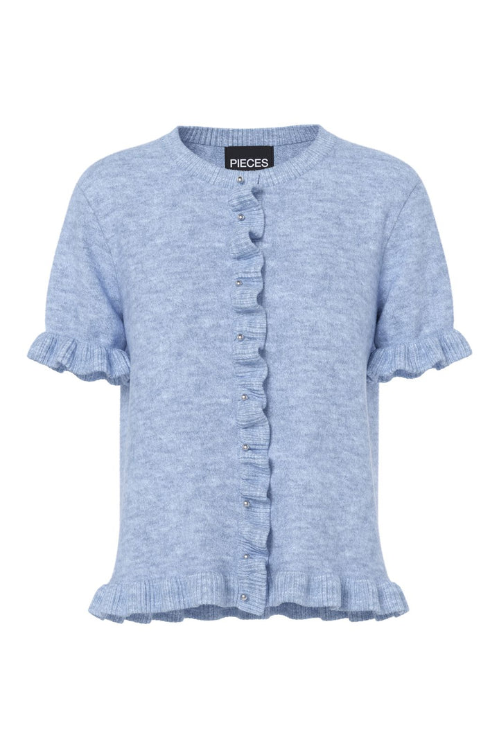Pieces - Pclydia Ss Frill Knit Cardigan - 4965219 Cashmere Blue