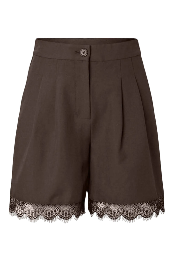 Pieces - Pcmaise Bosella Lace Detail Shorts Dm - 5161689 Hot Fudge