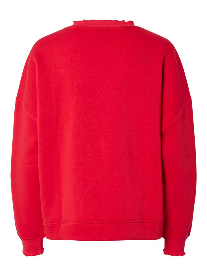 Pieces - Pcmaliah Ls Print Sweat - 4829581 True Red Mango