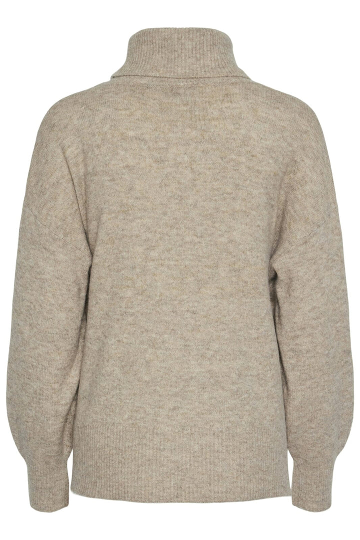 Pieces - Pcmalou Ls Rollneck Knit - 4550247 Taupe Gray Melange