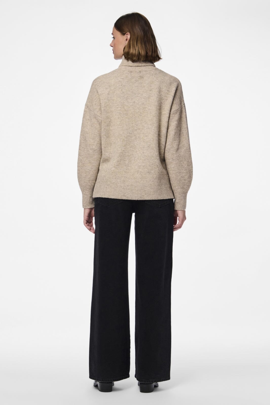 Pieces - Pcmalou Ls Rollneck Knit - 4550247 Taupe Gray Melange