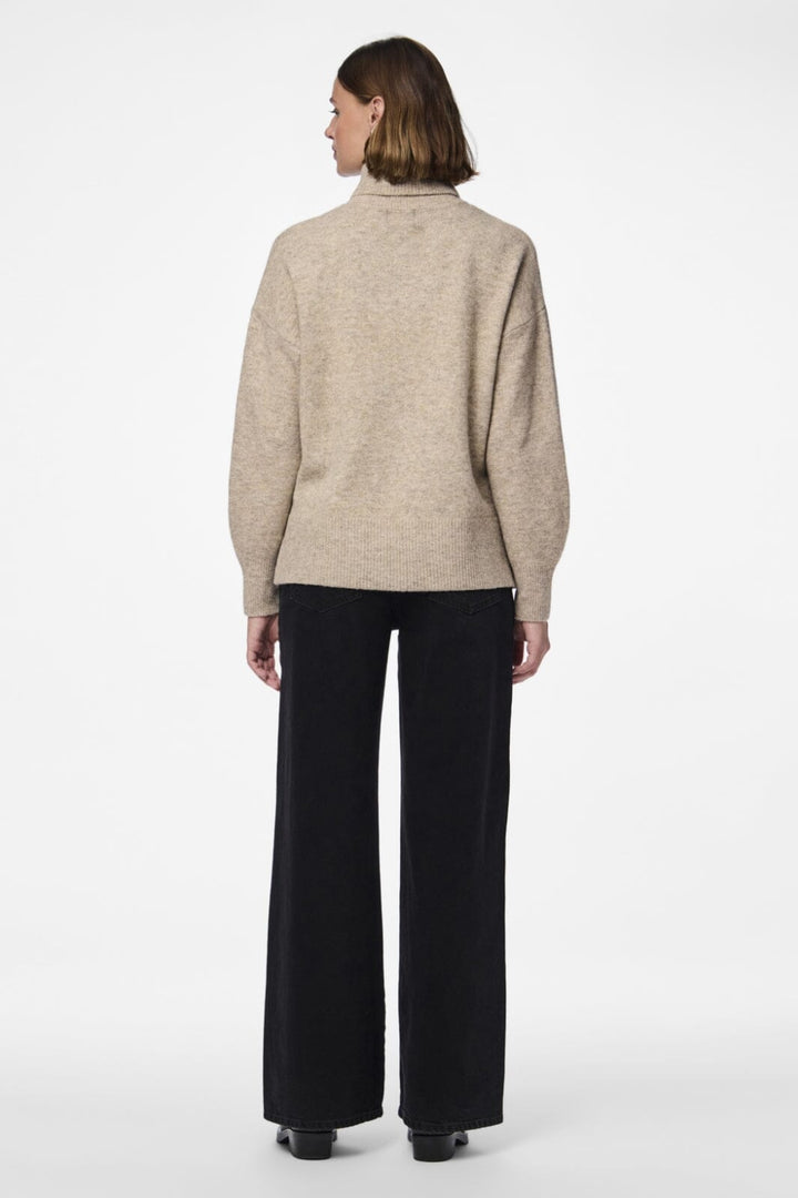 Pieces - Pcmalou Ls Rollneck Knit - 4550247 Taupe Gray Melange