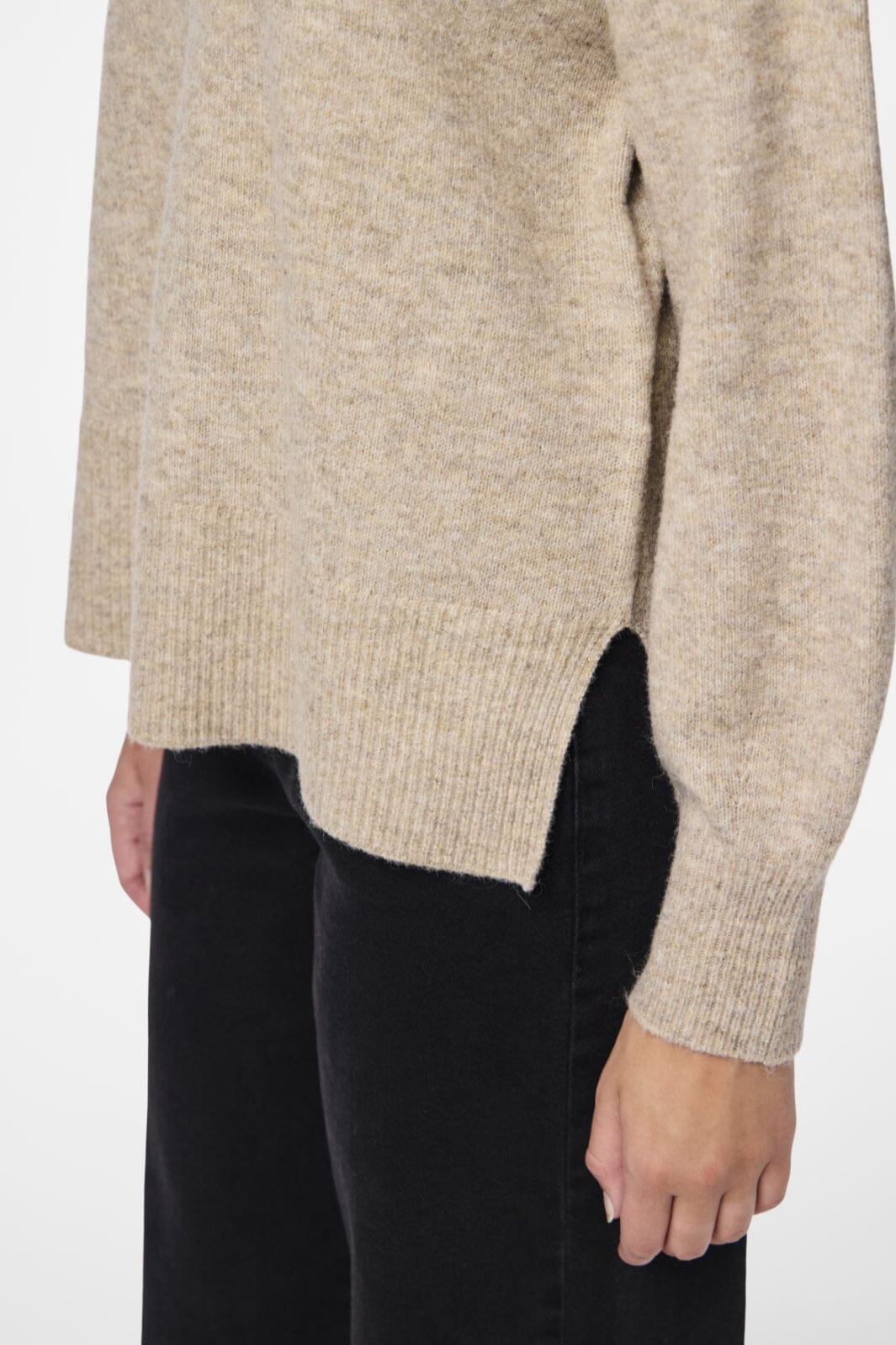 Pieces - Pcmalou Ls Rollneck Knit - 4550247 Taupe Gray Melange