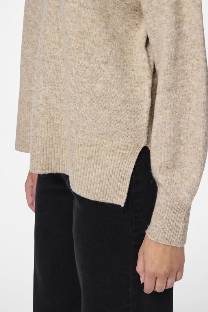 Pieces - Pcmalou Ls Rollneck Knit - 4550247 Taupe Gray Melange