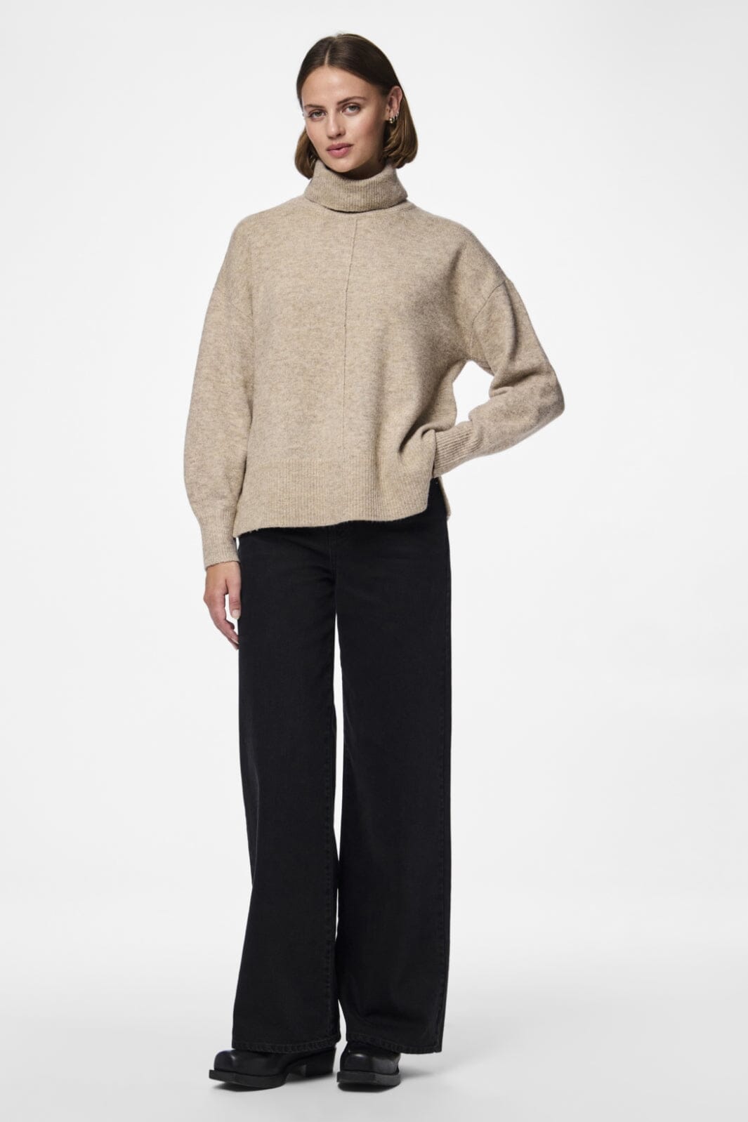 Pieces - Pcmalou Ls Rollneck Knit - 4550247 Taupe Gray Melange