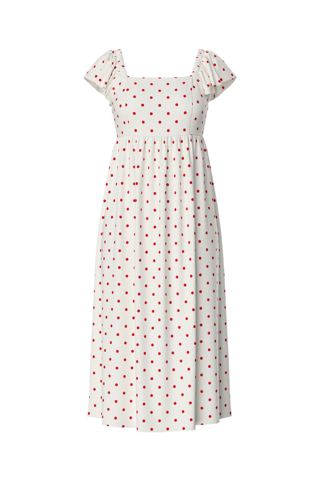 Pieces - Pcmalou Sl Midi Frill Dress - 4726109 Bright White High Risk Red Dots