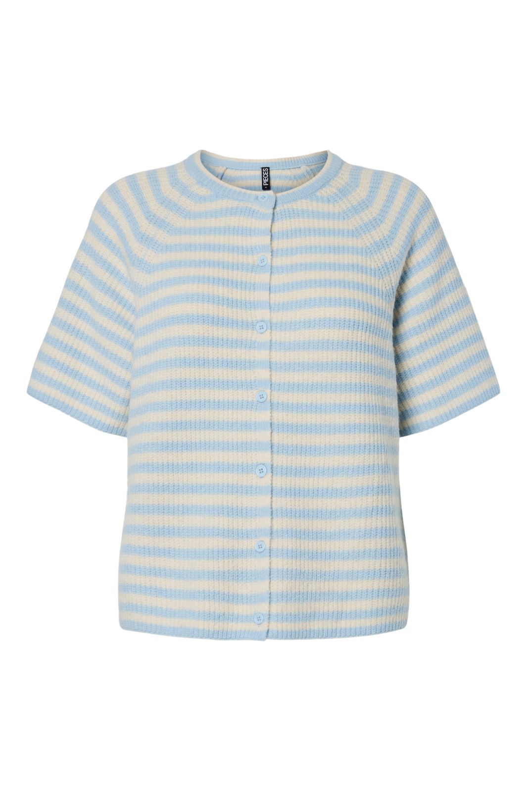 Pieces - Pcmalou Ss O-Neck Stripe Cardigan Pwp - 4931566 Cashmere Blue Birch