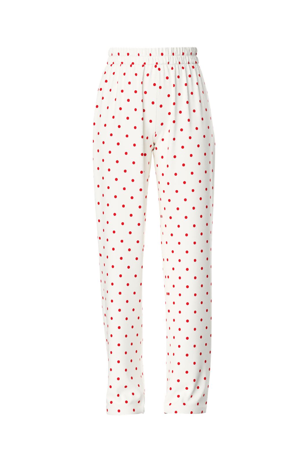 Pieces - Pcmalou Straight Pant - 4726122 Bright White High Risk Red Dots