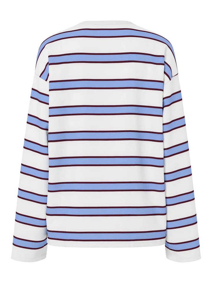 Pieces - Pcmila Ls Loose Tee - 4902154 Hydrangea Winetasting/Cloud Dancer T-shirts 