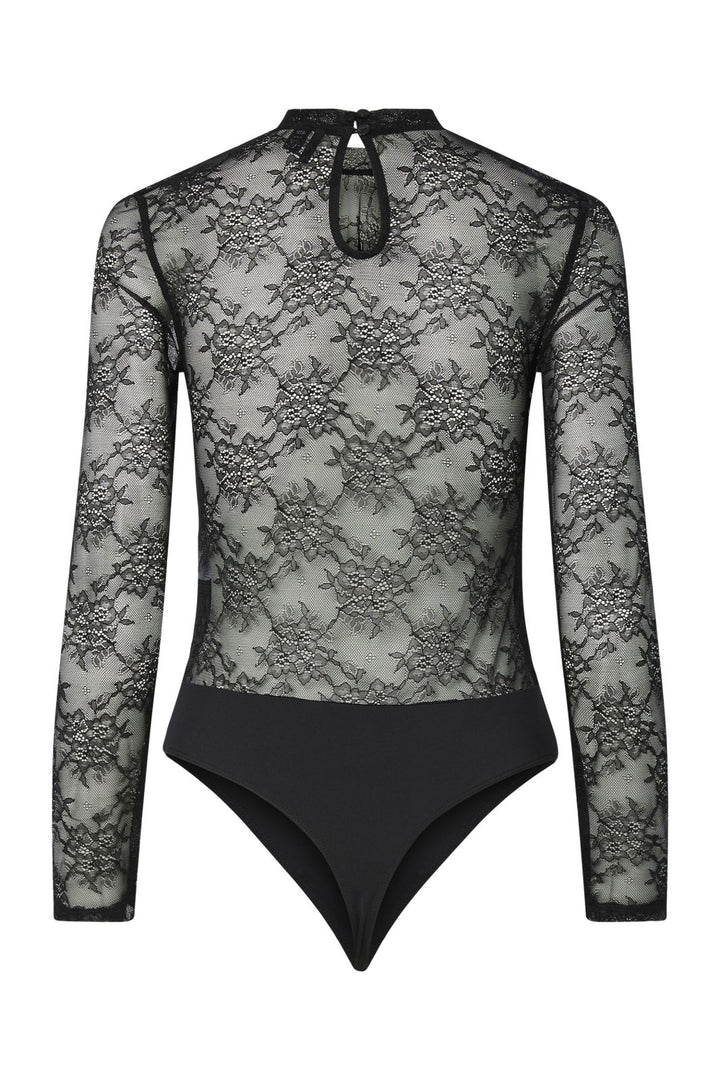 Pieces - Pcmilly Ls Lace Bodystocking - 4803127 Black