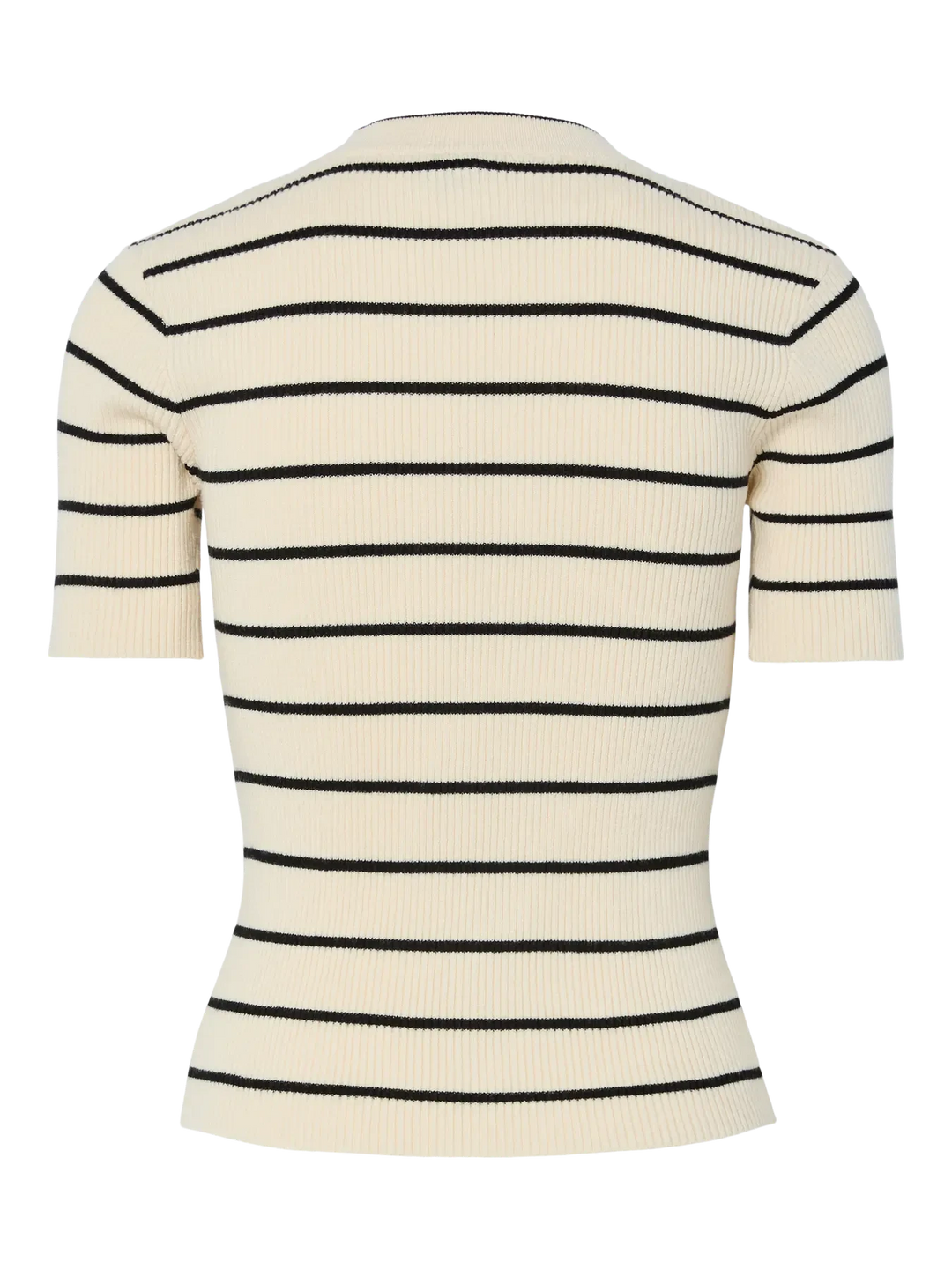 Pieces - Pcmira Ss O-Neck Knit - 4899817 Birch Black Narrow T-shirts 