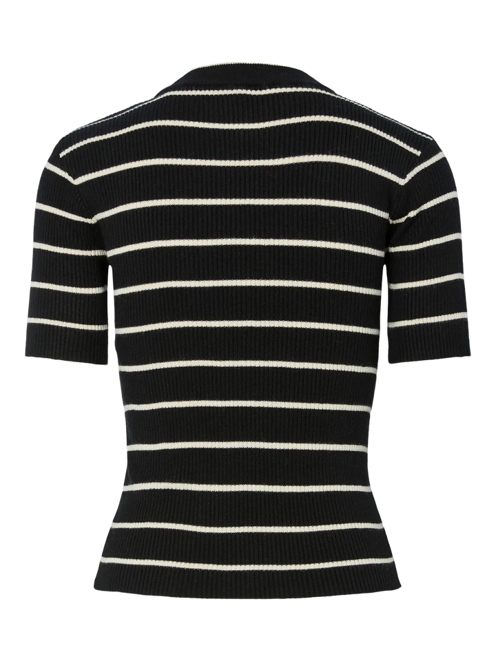 Pieces - Pcmira Ss O-Neck Knit - 4899818 Black Birch Narrow T-shirts 