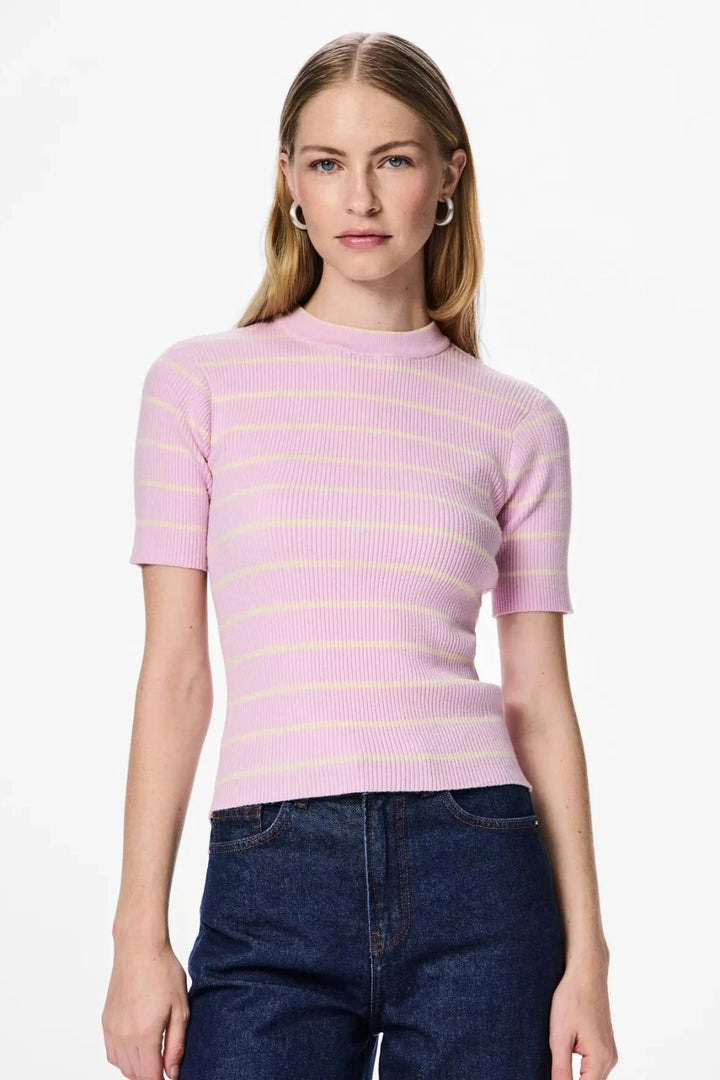 Pieces - Pcmira Ss O-Neck Knit - 4899830 Winsome Orchid Birch Narrow T-shirts 