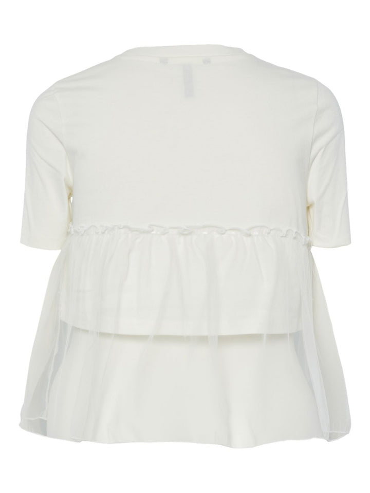 Pieces - Pcmollie Ss Tulle Tee - 4882928 Cloud Dancer