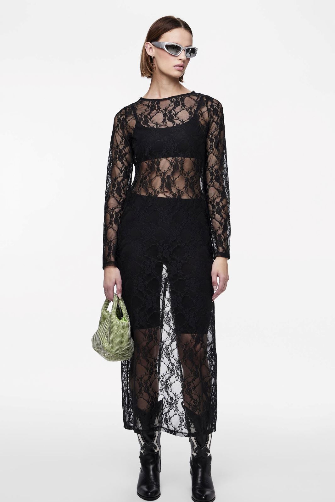 Pieces - Pcnacy Ls Ankle Lace Dress - 4566020 Black Kjoler 
