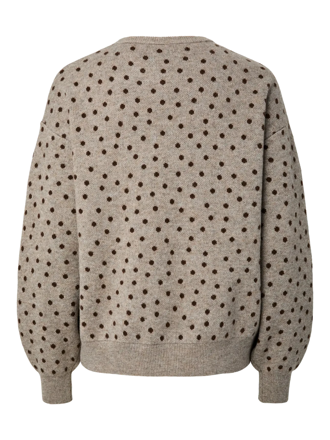 Pieces - Pcnancy Ls O-Neck Dot Knit - 5098309 Fossil Fudge Dots Strikbluser 
