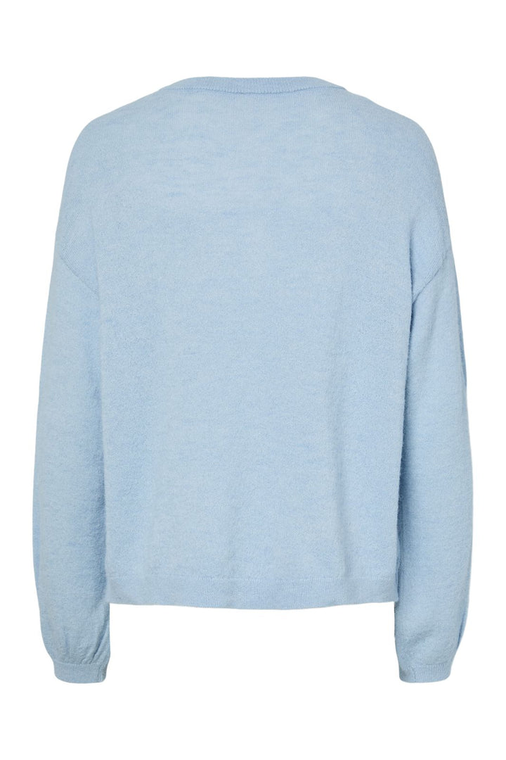 Pieces - Pcnaomi Ls O-Neck Knit Cardigan - 4897829 Cashmere Blue Melange