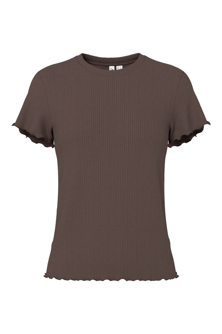 Pieces - Pcnicca Ss O-Neck Top - 5048764 Hot Fudge